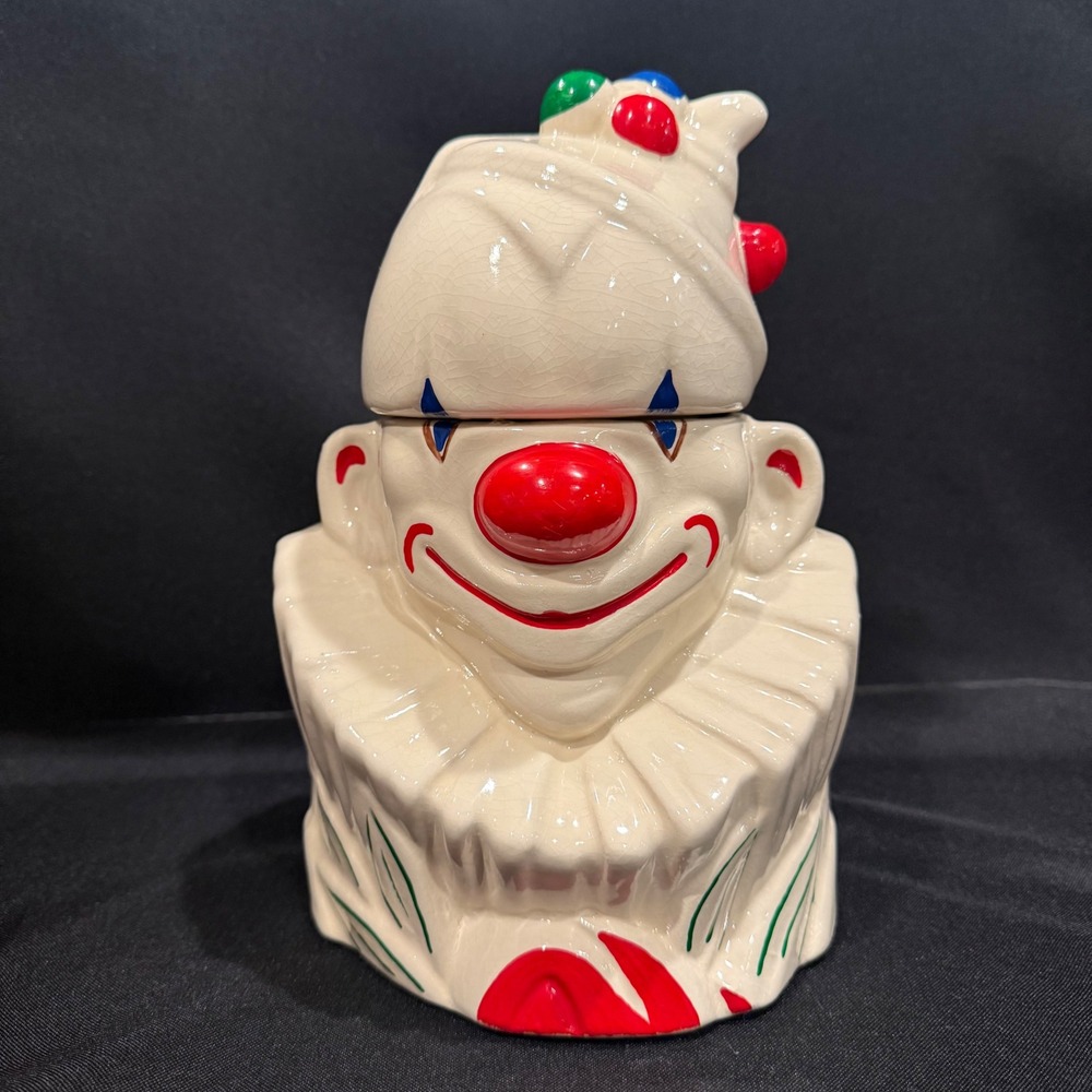 VTG 1940s McCoy Pottery Clown Cookie Jar Ceramic Mid Century Hand Painted‎ 10"